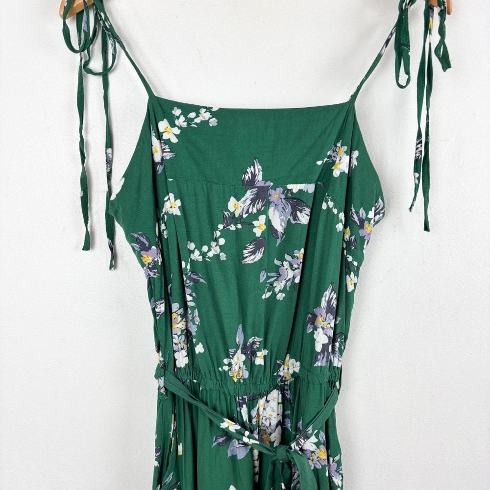 Jaase Anthropologie Green Floral Wide Leg Jumpsuit Sz L - Picture 3 of 8
